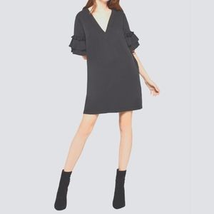 Black layered bell sleeve shift dress